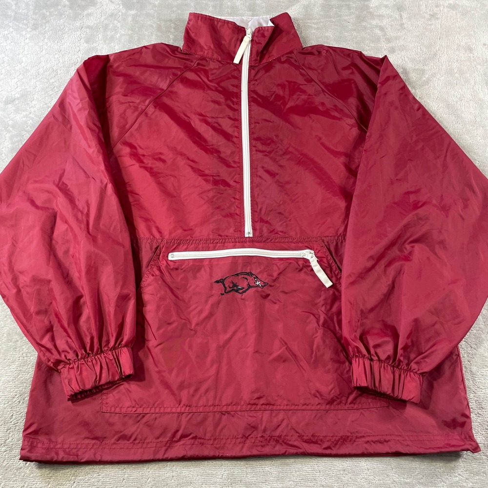Vintage Arkansas Razorbacks Reebok Windbreaker Anorak Mens Medium Hooded NCAA
